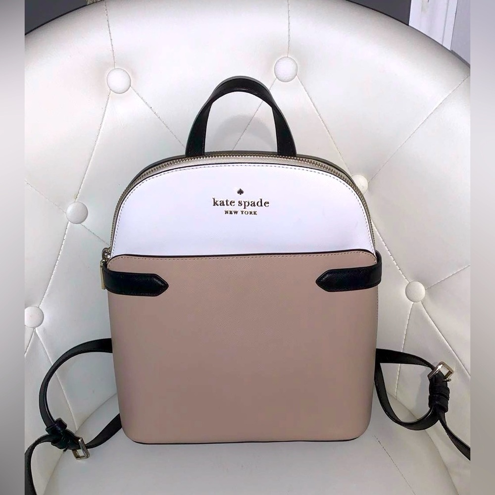 kate spade White and Tan medium sized Backpack